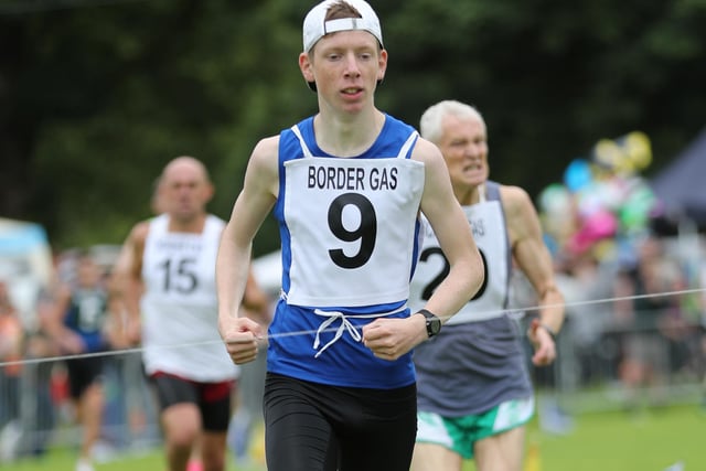 Teviotdale Harrier Robbie Welsh winning the 800m open at this year's Langholm Border Games