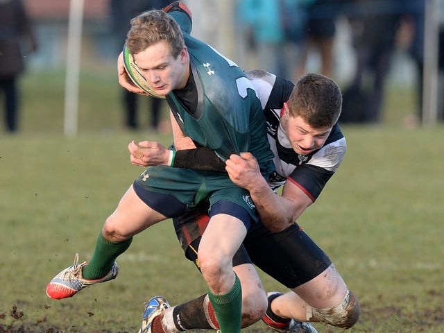 Darcy Graham playing for Hawick Wanderers against Dumfries at Lasswade in rugby’s national under-18 youth bowl in February 2014 (Photo: SNS Group/SRU/Craig Watson)
