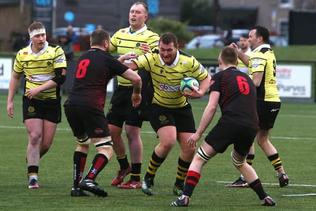 Melrose on the attack during their 31-13 home win against Biggar on Saturday (Photo: Steve Cox)