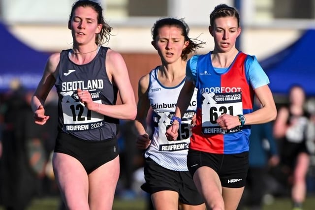 Scout Adkin, right, at Saturday's Scottish inter-district cross-country championships at Renfrew