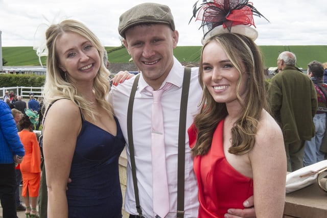 Jodie Hutchison, Christopher Brice and Nicole Collin at Kelso Races' 2022 ladies' day