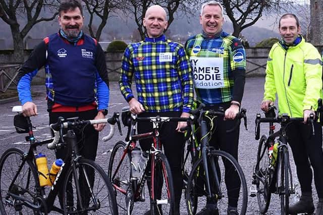 Cycling Souters members, from left, Iwan Tukalo, Tommy Knox, David Anderson and Allen Jamieson getting some practice in in Peebles (Photo: John Smail)
