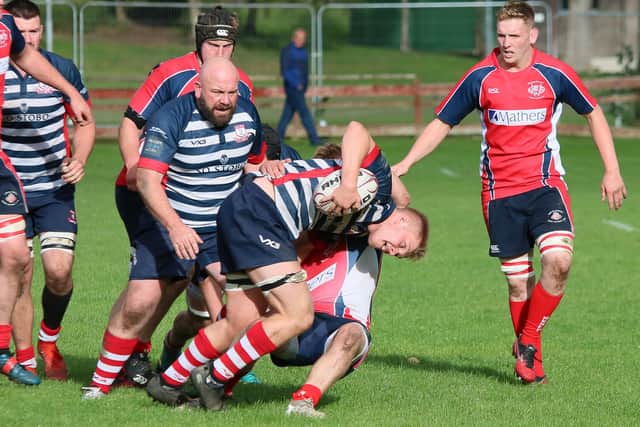 A Peebles advance being halted by Newton Stewart at the weekend (Photo: Stephen Mathison)