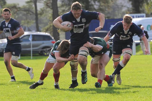 Andrew Grant-Suttie on the charge for Selkirk against Glasgow Hutchesons' Aloysians at the weekend (Photo: Grant Kinghorn)