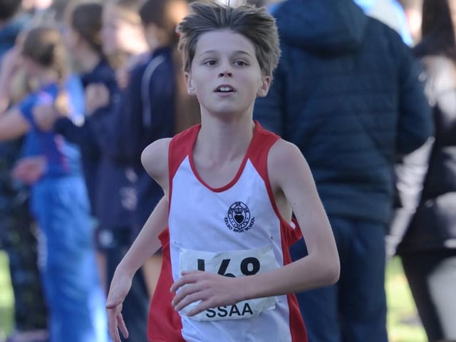 Kelso High’s Isaac Hastie was 90th in 17:43 in race 11 at 2026’s Scottish Schools Athletics Association road-race championships, held in Fife this month (Photo: Neil Renton)