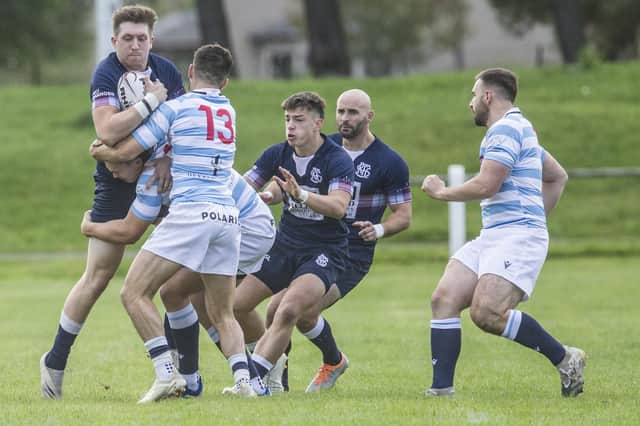 Winger Josh Welsh making his 150th appearance for Selkirk during their 24-20 home loss to Edinburgh Academical on Saturday (Photo: Bill McBurnie)