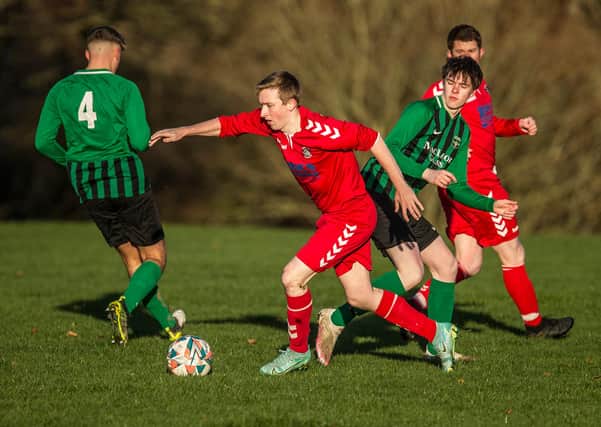 Kelso Thistle's Lee Hogg on the ball against Hawick Legion (all pictures by Bill McBurnie)