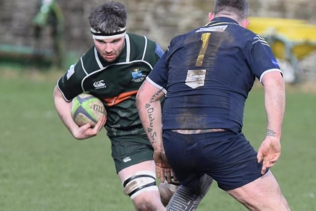 Stuart Graham on the ball during Hawick's 36-0 Scottish cup quarter-final win at Dundee on Saturday (Photo: Malcolm Grant)