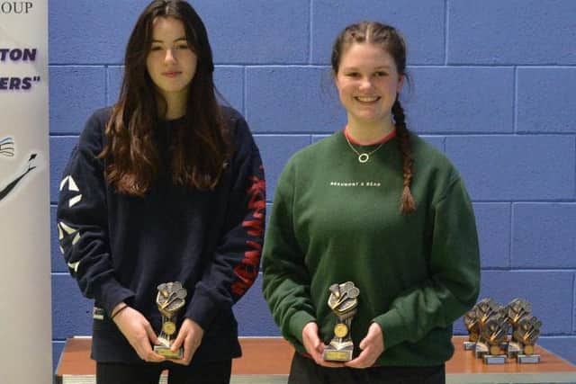 Borders secondary school badminton championships 2003 girls' doubles title winners Lara Simpson and Gemma Fullerton, of Earlston High