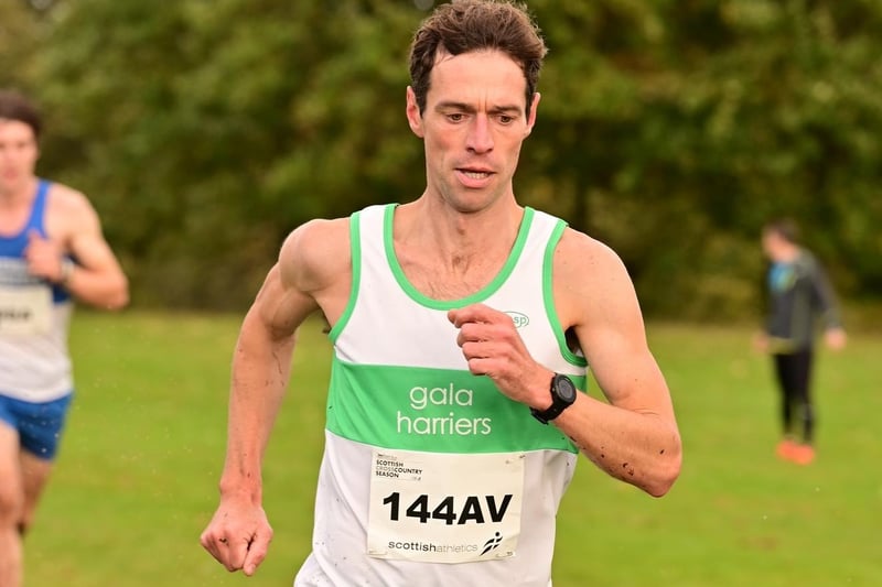 Darrell Hastie clocking 13:02.8 for Gala Harriers' male masters' team at Saturday's national cross-country relays at Cumbernauld