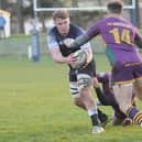 Monroe Job on the ball during Selkirk's 50-17 loss at home to Marr at Philiphaugh on Saturday in rugby's Scottish Premiership (Photo: Grant Kinghorn)