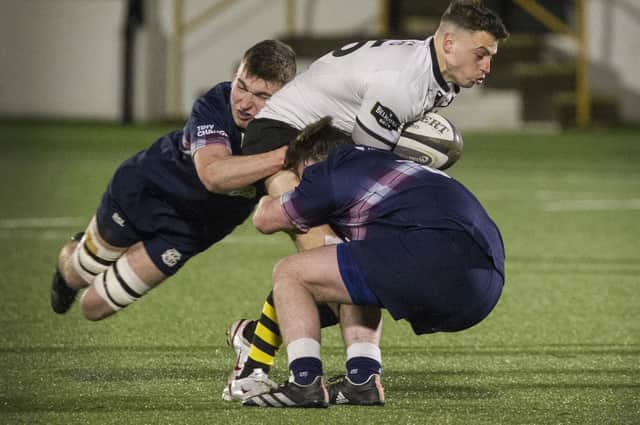 Melrose full-back Donald Crawford in action during his side's 43-5 Border League victory at home to Selkirk in February 2022 (Pic: Bill McBurnie)