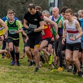 Lauderdale Limper Marc Wilkinson, far left, leading the way at Duns during 2022/23’s Borders Cross-Country Series (Photo: Mark Kinghorn)