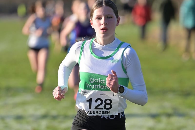 Gala Harrier Kacie Brown was 24th in the under-15 girls' 4.2km race at Saturday's east district cross-country championships at Aberdeen in 16:55