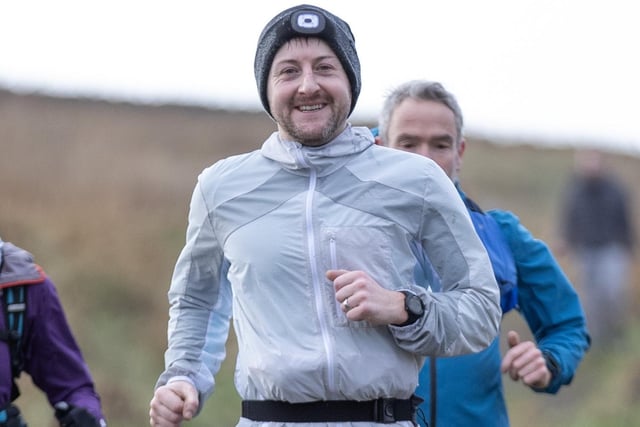 A man taking part in Lauderdale Limpers and Gala Harriers' social run from Tweedbank to Lauder on Tuesday