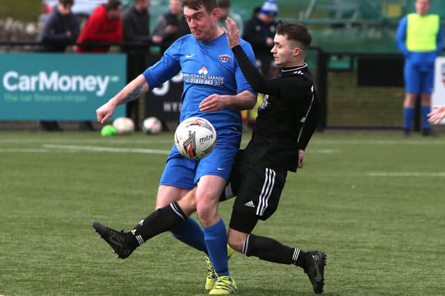 Gala Fairydean Rovers Amateurs putting a tackle in against Ancrum during the former's 2-1 Waddell Cup quarter-final defeat at Melrose at the weekend (Pic: Steve Cox)