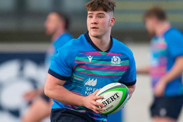 Corey Tait during a Scotland under-20 rugby training session at the Oriam in Edinburgh in January (Photo by Ross MacDonald/SNS Group/SRU)