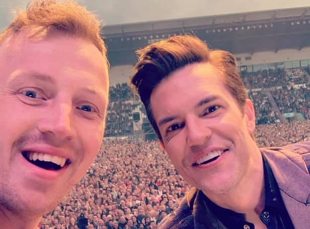 Kyle Grieve with Brandon Flowers and The Killers at Falkirk Stadium