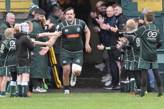 Shawn Muir running out to make his 200th Hawick appearance versus Musselburgh on Saturday (Pic: Malcolm Grant)