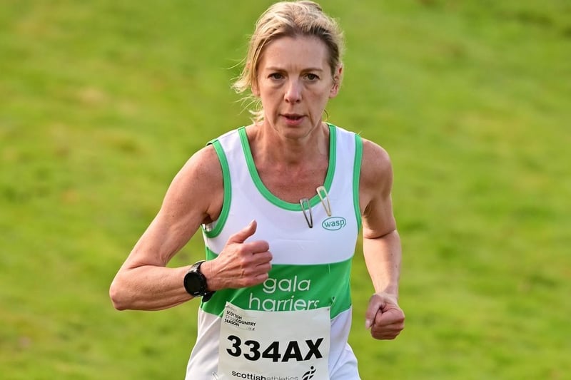 Julia Johnstone running a time of 18:32.1 for Gala Harriers' women's over-50s at Saturday's national cross-country relays at Cumbernauld