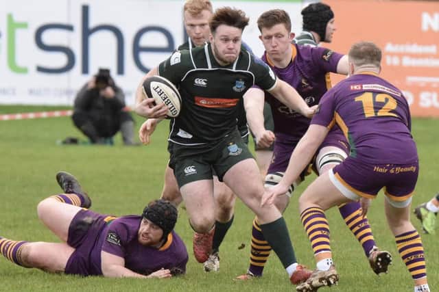 Andrew Mitchell in possession for Hawick at Marr at the weekend (Pic: Malcolm Grant)