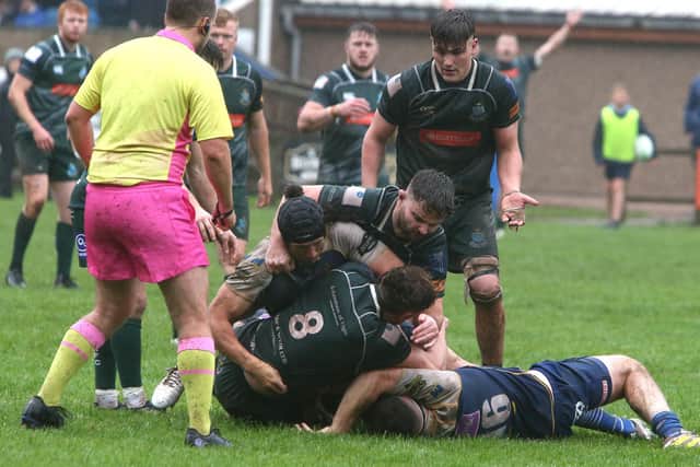 Jed-Forest losing 61-0 at home to Hawick at Jedburgh's Riverside Park on Saturday (Photo: Steve Cox)