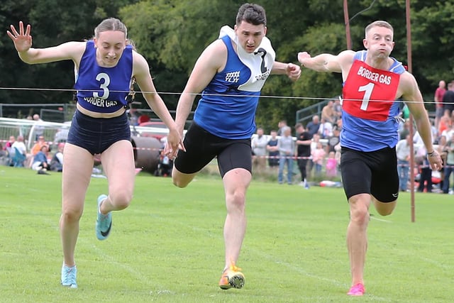 Tweed Leader Jed Track's Caris Brus winning the 90m open sprint at Friday's Langholm Border Games