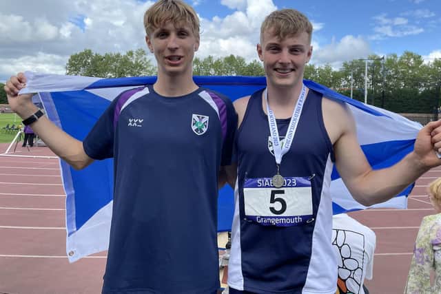Peebles athletes Kieran Fulton and Louis Whyte at Grangemouth at the weekend