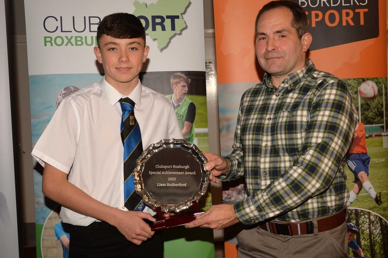 Hawick Boxing Club's Liam Rutherford at ClubSport Roxburgh's 2023 award night in Kelso on Friday
