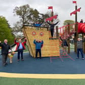 Councillors, from left, David Parker, Stuart Bell, Eric Small, Heather Anderson, Shona Haslam, Kris Chapman and Robin Tatler at the new playpark in Peebles' Victoria Park.