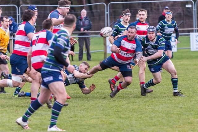 Peebles playing Glasgow High Kelvinside in rugby's Tennent's National League Division 2 last month (Photo: Stephen Mathison)