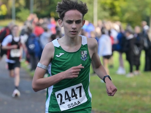 Bronze medallist Seb Darlow at 2026’s Scottish Schools Athletics Association road-race championships, held in Fife this month (Photo: Neil Renton)
