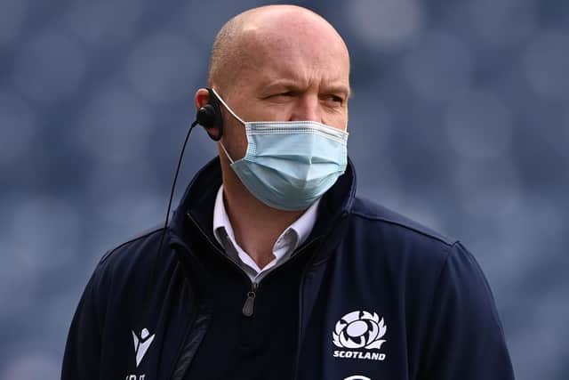 Scotland head coach Gregor Townsend looks on during the Guinness Six Nations match between Scotland and Italy at Murrayfield on March 20, 2021, in Edinburgh (Photo by Stu Forster/Getty Images)