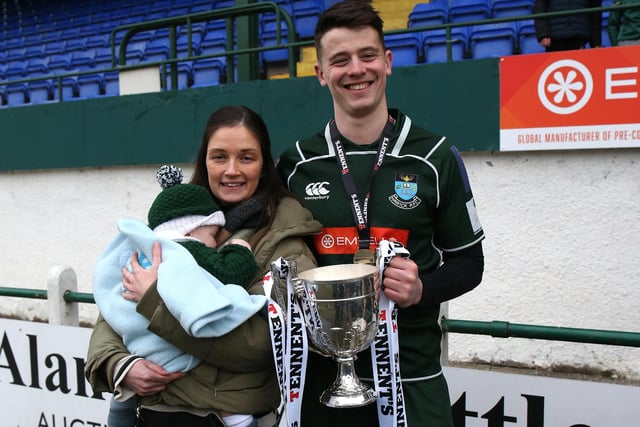 Hawick full-back Kirk Ford and his partner Erin Scott with their son Orin
