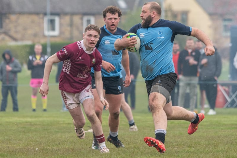 Ali Grieve on the ball for the hosts during their 24-12 loss to Gala at Berwick Sevens on Sunday (Photo: Stuart Fenwick)