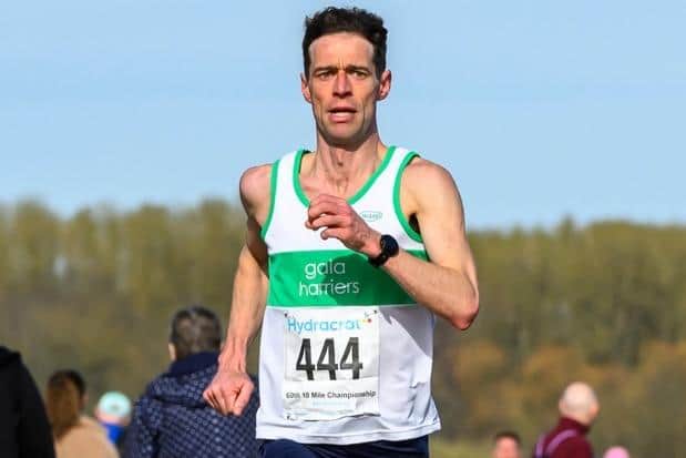 Gala Harrier Darrell Hastie was sixth overall and second male veteran over 40 in 51:29 at Sunday's Tom Scott Memorial Road Races at Motherwell (Photo: Bobby Gavin)