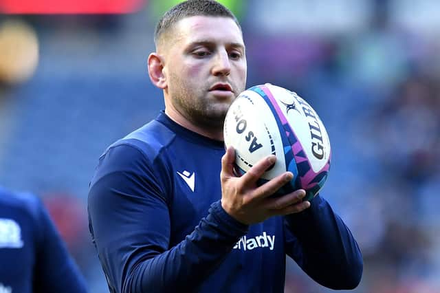 Finn Russell warming up ahead of Scotland's autumn international test against Argentina at Edinburgh's Murrayfield Stadium in November (Photo by Mark Runnacles/Getty Images)