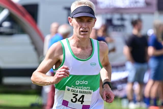 Gala Harriers over-40 Iain Stewart was the first Borderer to complete 2023's Eildon Three-Hill Race, finishing fifth in 41:48
