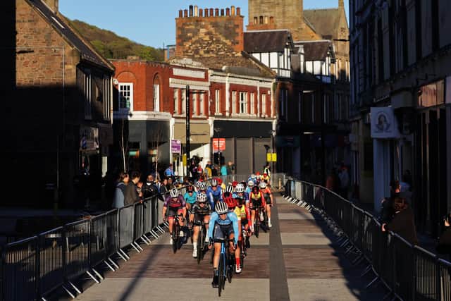 Tour Series cyclists racing through Galashiels (Picture by Alex Whitehead/SWpix.com)