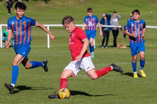 Peebles Rovers on the attack against Hawick Royal Albert at Whitestone Park on Saturday (Photo: Pete Birrell)