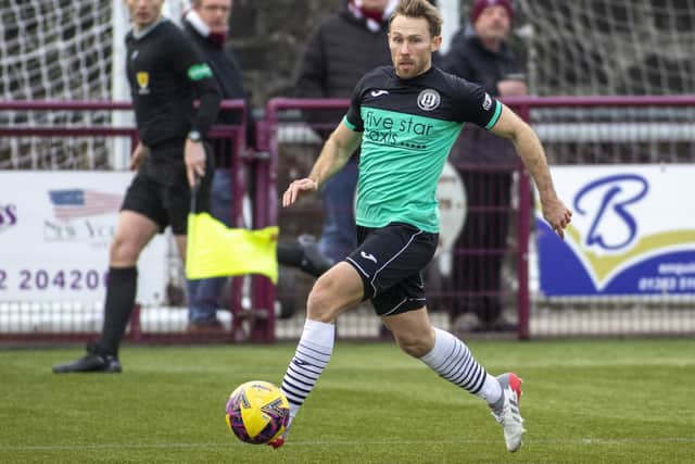 Danny Galbraith on the ball for Gala Fairydean Rovers against Kelty Hearts on Saturday (Pic: Thomas Brown)