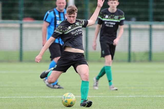 Hawick Legion on the ball during their 4-0 Walls Cup final defeat by Biggar United at the weekend (Pic: Brian Sutherland)