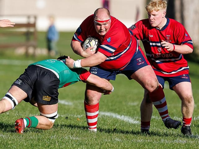 Matt Carryer in action for Peebles as they lost 29-14 hosting Highland at the Gytes on Saturday (Photo: Stephen Mathison)