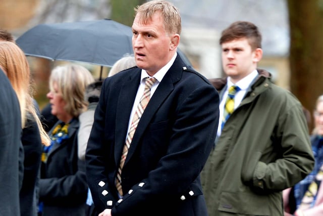 Doddie Weir's younger brother Tom at the former Scottish international's memorial service on Monday at Melrose Parish Church