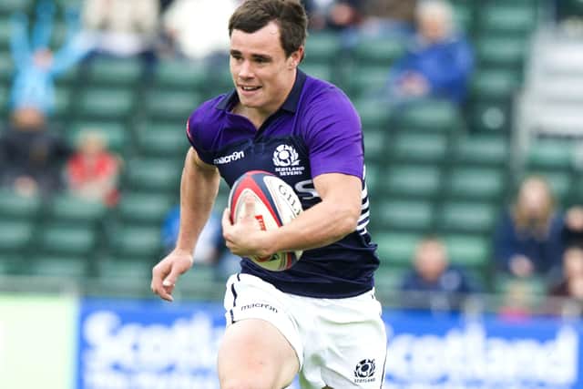 Lee Jones in action for Scotland's sevens team against the USA in Glasgow in May 2014 (Pic: Gary Hutchison/SNS Group/SRU)