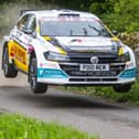 Garry Pearson and co-driver Daniel Barritt in action at 2023's Jim Clark Rally at the end of May (Pic: JEP)