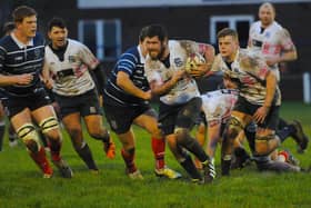 Double-try-scorer Bruce Riddell on the attack for Selkirk at home to Musselburgh on Saturday (Pic: Grant Kinghorn)