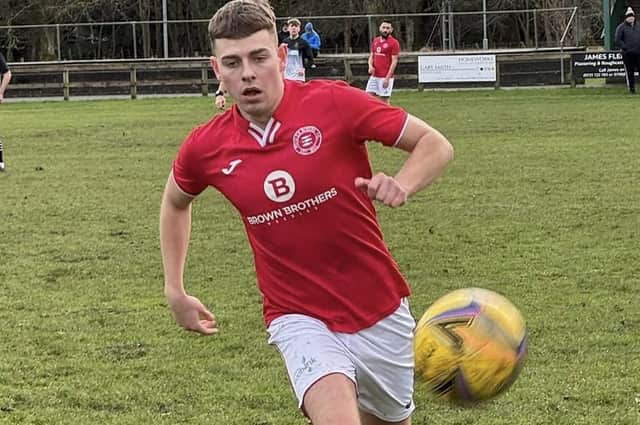 Luke MacLean in action for Peebles Rovers during their 3-1 win at home to Edinburgh United on Saturday (Pic: Peebles Rovers)