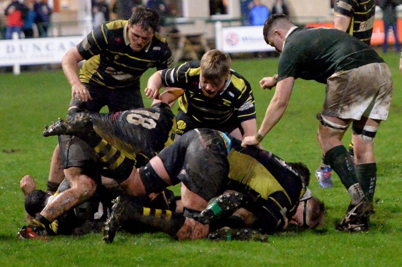 Hawick winning 20-7 in the Border League at home to Melrose on Friday (Photo: Alwyn Johnston)
