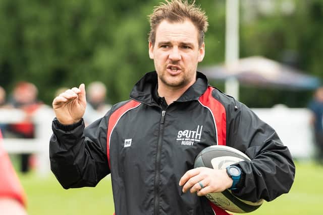Melrose head coach Iain Chisholm on duty with South of Scotland ahead of their 32-30 inter-district championship final loss to Caledonia Reds at Braidholm in May (Photo by Euan Cherry/SNS Group/SRU)